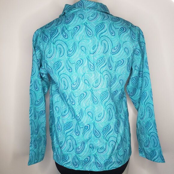 Hand made Vintage Bright Blue Paisley Blouse Top - Picture 4 of 13
